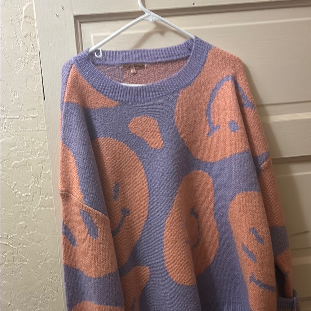 Purple and Orange Smiley Face Sweater